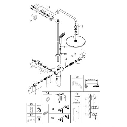 GROHE 26075AL0 - Sistema de ducha EUPHORIA SYSTEM 310 de 450 mm en grafito