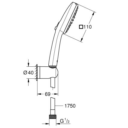 GROHE 263992431 - Set de ducha VITALIO COMFORT 110 110 mm negro