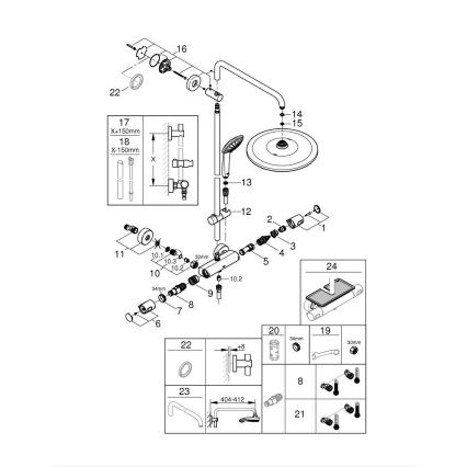 GROHE 26400001 - Sistema de ducha VITALIO JOY SYSTEM 310 450 mm, cromado brillante