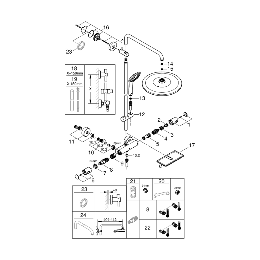 GROHE 26401001 - Sistema de ducha VITALIO JOY SYSTEM 310 en cromo brillante