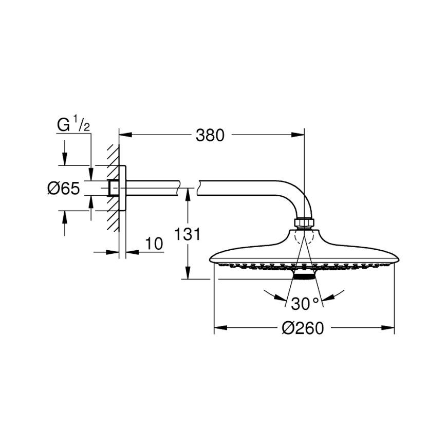 GROHE 26459000 - Cabezal de ducha EUPHORIA 260 380 mm cromo brillante