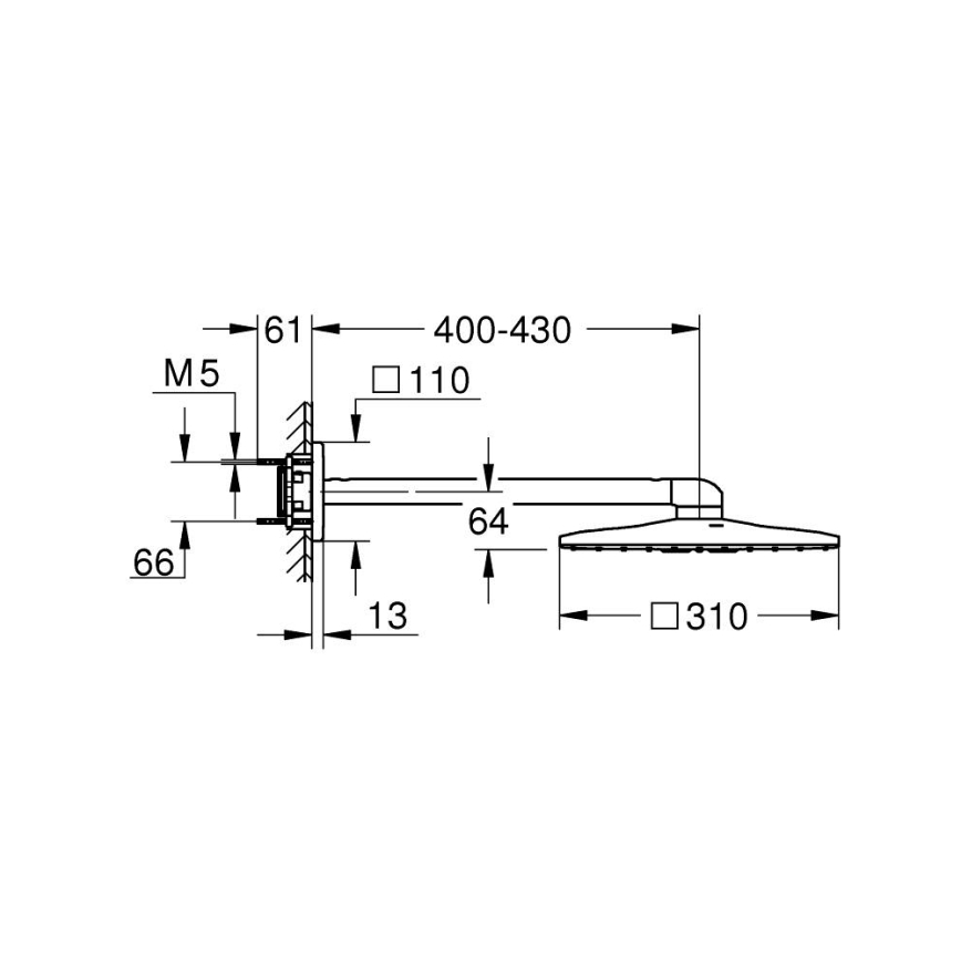 GROHE 26479000 - Cabezal de ducha RAINSHOWER SMARTACTIVE 310 CUBE cromo brillante