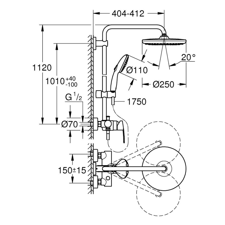 GROHE 26679001 - Sistema de ducha VITALIO START 250 390 mm cromado brillante