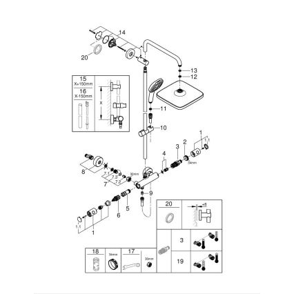 GROHE 26697001 - Sistema de ducha VITALIO COMFORT 250 250 × 250 mm cromo brillante
