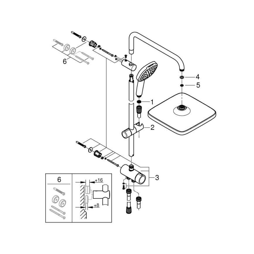 GROHE 26698001 - Sistema de ducha VITALIO COMFORT 250, cromo brillante