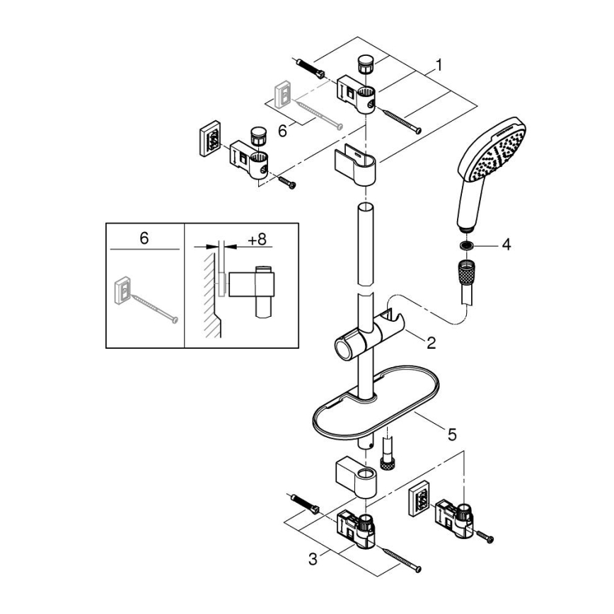 GROHE 26929001 - Set de ducha VITALIO COMFORT 110, 600 mm, cromo brillante