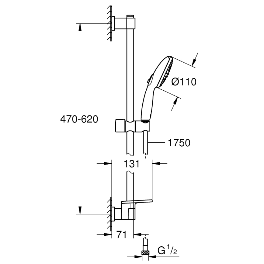GROHE 26952001 - Set de ducha VITALIO START 110 600 mm cromado brillante