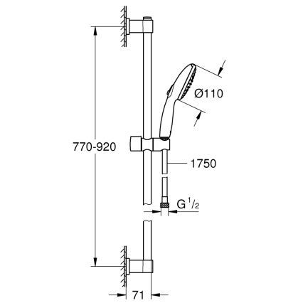 GROHE 26955001 - Set de ducha VITALIO START 110, 900 mm, acero inoxidable