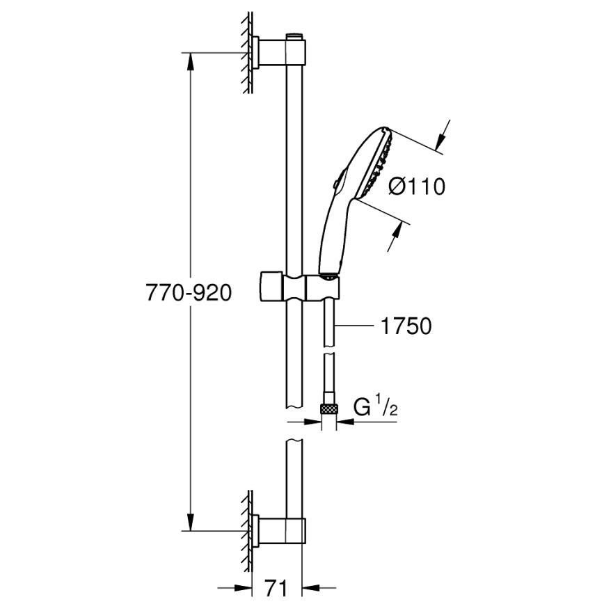 GROHE 26955001 - Set de ducha VITALIO START 110, 900 mm, acero inoxidable