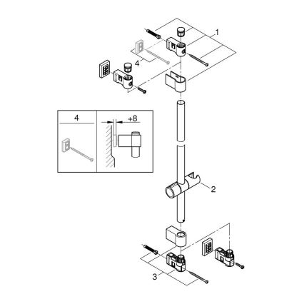 GROHE 26970001 - Barra de ducha VITALIO UNIVERSAL 1150 mm cromado brillante