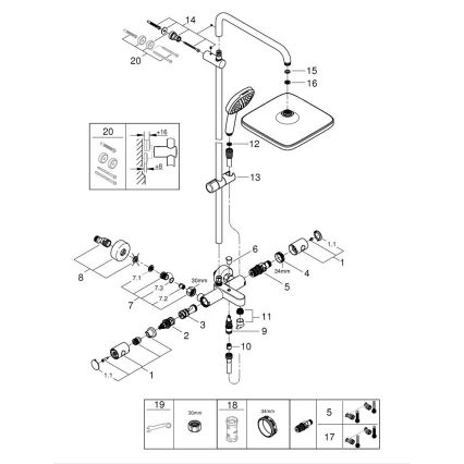GROHE 26984001 - Sistema de ducha VITALIO COMFORT 390 mm cromo brillante