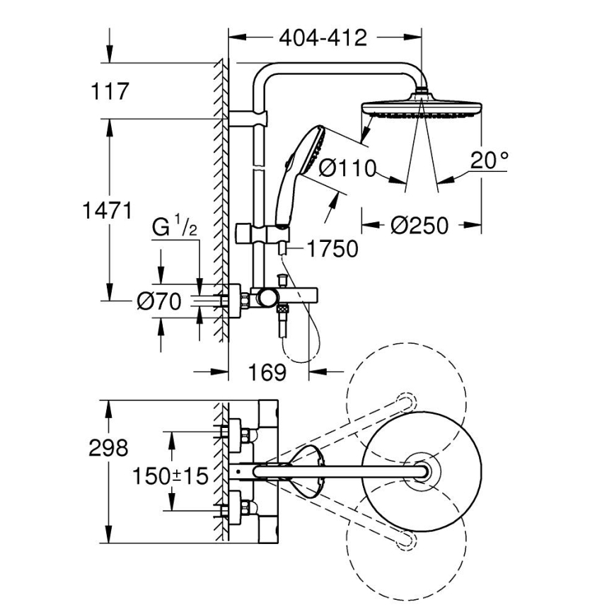 GROHE 26988001 - Sistema de ducha VITALIO START SYSTEM 390 mm, cromo brillante
