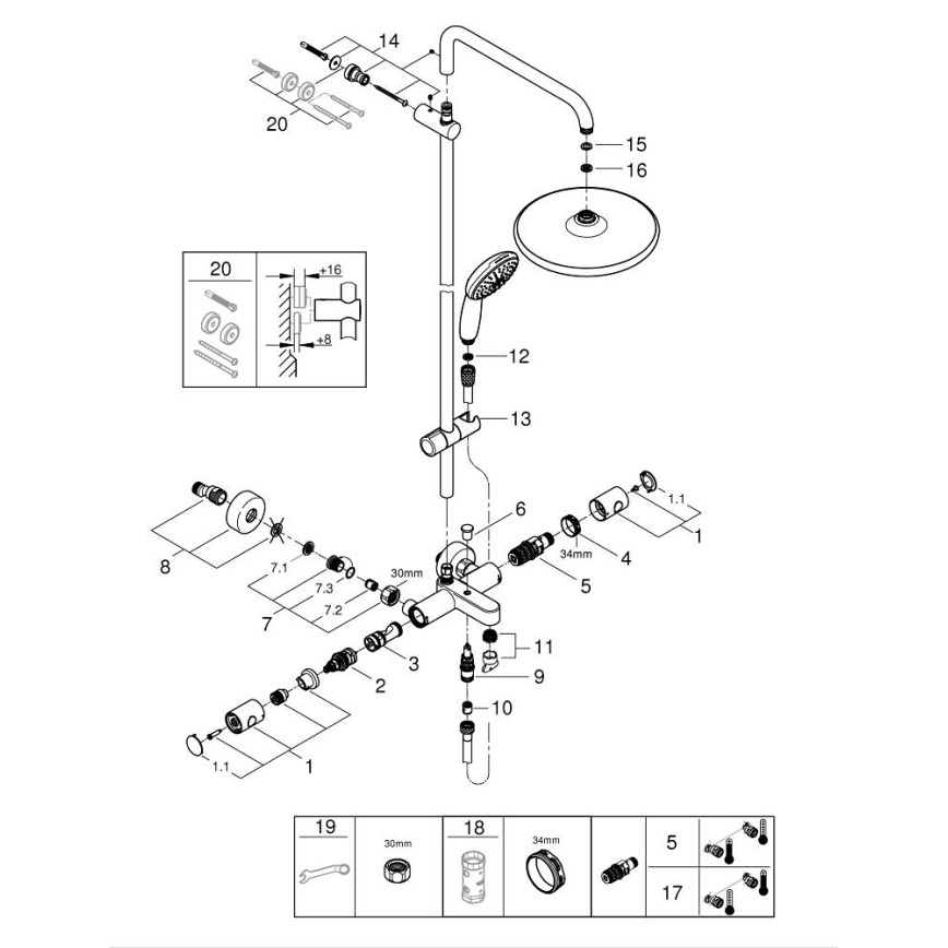 GROHE 269882431 - Sistema de ducha VITALIO START SYSTEM 250 390 mm negro