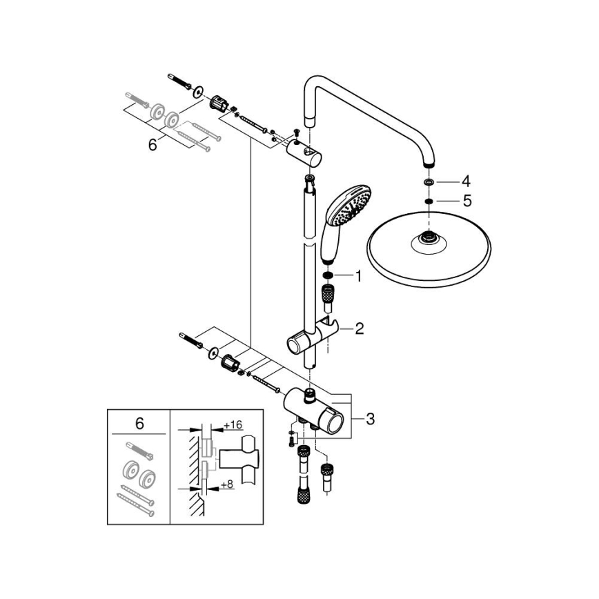 GROHE 26989001 - Sistema de ducha VITALIO START SYSTEM 250 390 mm, cromo brillante