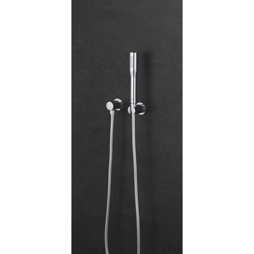 GROHE 27074000 - Soporte mural para ducha RAINSHOWER con roseta redonda, acabado cromado brillante