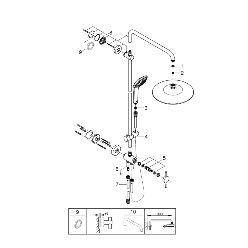 GROHE 27421002 - Sistema de ducha EUPHORIA 260 en cromo brillante