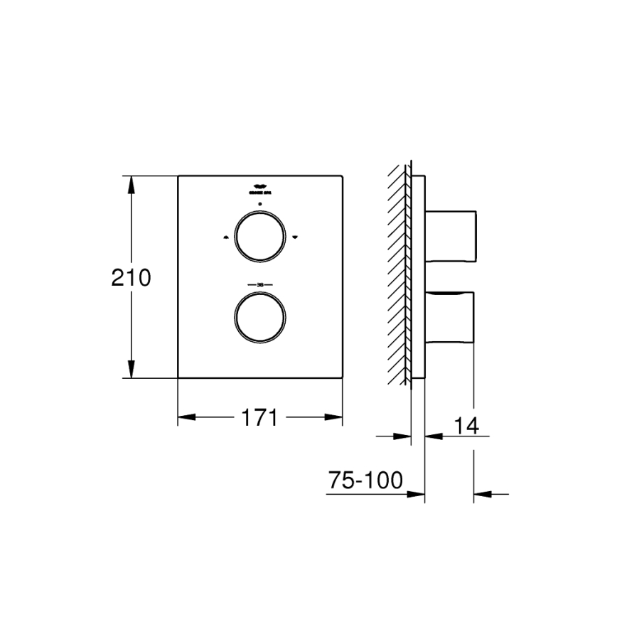 GROHE 27618000 - Tapa termostática GROHTHERM F, cromo brillante