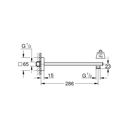 GROHE 27709000 - Brazo de ducha RAINSHOWER 286 mm, cromo brillante