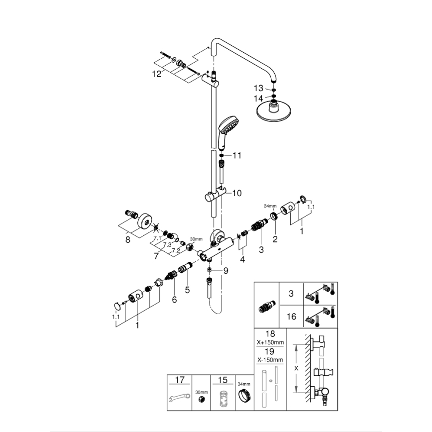 GROHE 27922000 - Sistema de ducha TEMPESTA COSMOPOLITAN de 160 mm cromo brillante