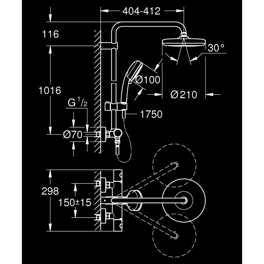 GROHE 27922001 - Sistema de ducha TEMPESTA COSMOPOLITAN 210, acabado en cromo brillante