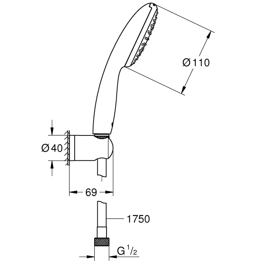 GROHE 27944001 - Conjunto de ducha VITALIO START 110, 110 mm, cromo brillante