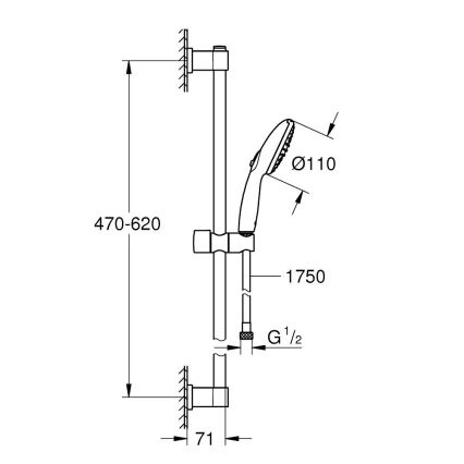 GROHE 27948001 - Juego de ducha VITALIO START 110 600 mm, cromo brillante