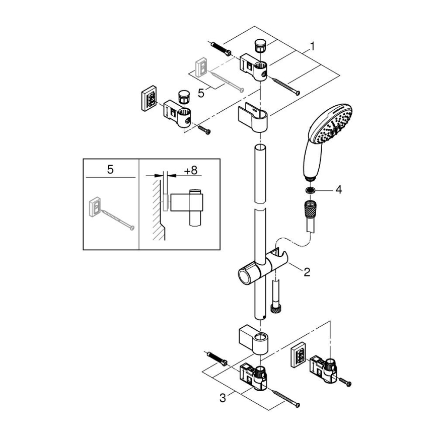 GROHE 2794810E - Set de ducha VITALIO START 110 600 mm cromo brillante