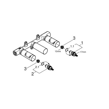 GROHE 29025002 - Cuerpo empotrado universal para grifo de lavabo de tres orificios, latón
