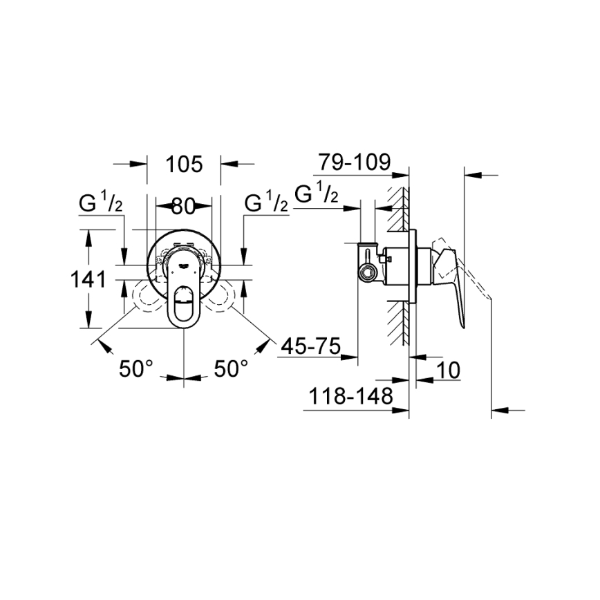 GROHE 29042000 - Mezclador de ducha BAULOOP cromo brillante