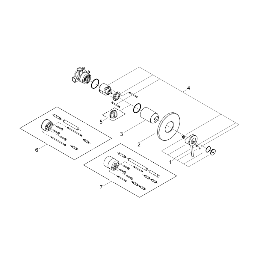 GROHE 29048000 - Mezclador de ducha para instalación empotrada BAUCLASSIC, acabado cromado brillante