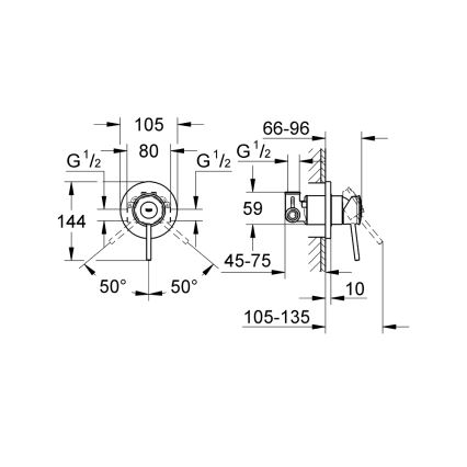 GROHE 29048000 - Mezclador de ducha para instalación empotrada BAUCLASSIC, acabado cromado brillante