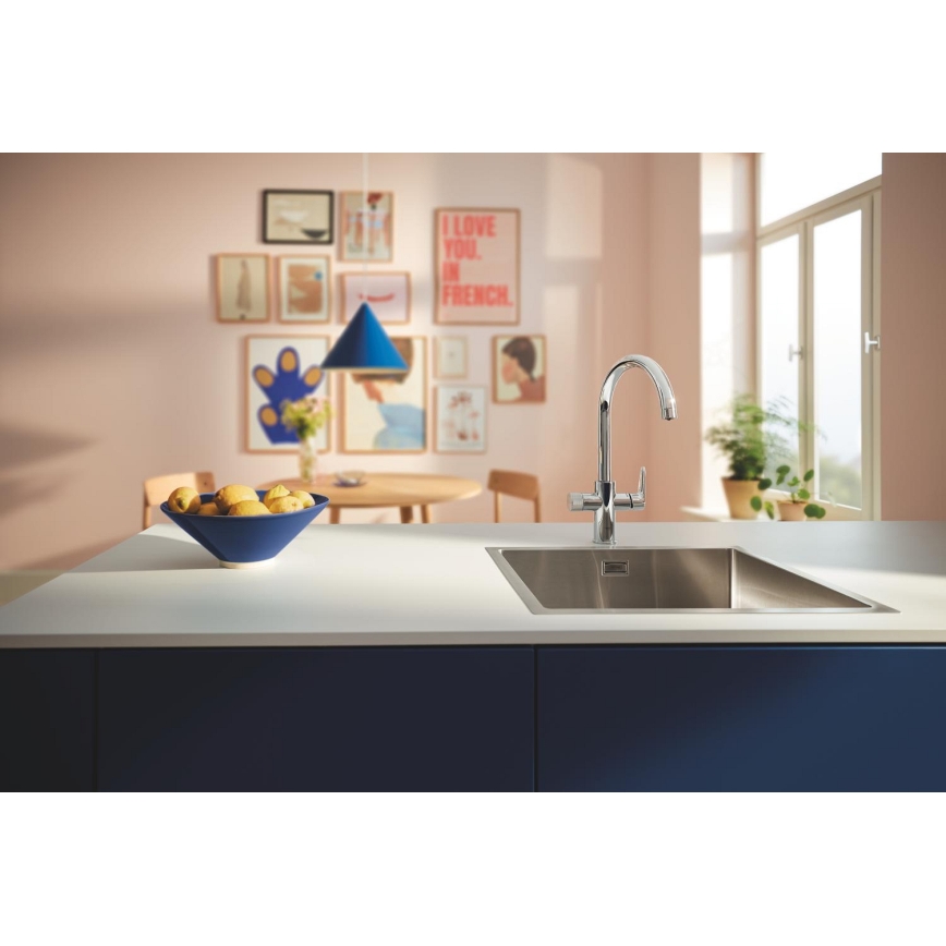 GROHE 30592000 - Grifo de fregadero BLUE PURE StartCurve, 411 mm, acabado en cromo brillante