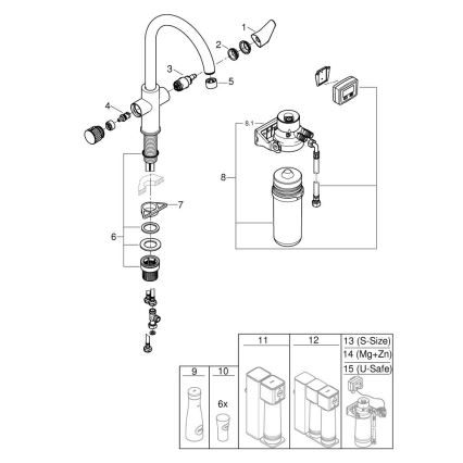GROHE 30593000 - Grifo para fregadero BLUE PURE con caño en C, acabado cromado brillante