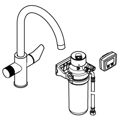 GROHE 30593000 - Grifo para fregadero BLUE PURE con caño en C, acabado cromado brillante