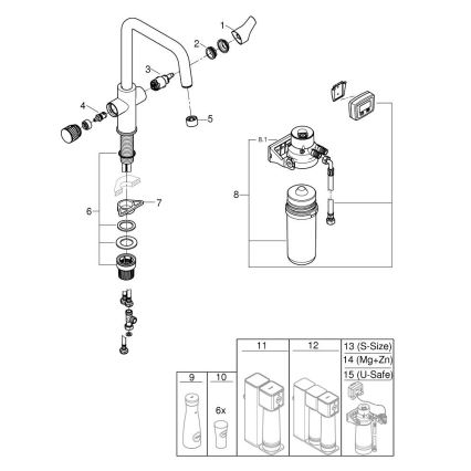 GROHE 30596000 - Grifo de fregadero BLUE PURE con función de filtrado, cromo pulido
