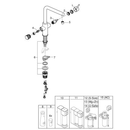 GROHE 30600000 - Grifo para fregadero BLUE PURE con salida en L, cromo brillante