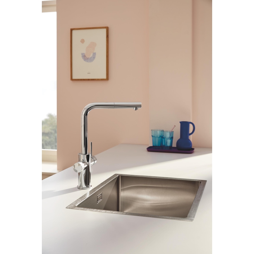 GROHE 30601000 - Grifo para fregadero BLUE PURE A con caño extraíble, cromado brillante