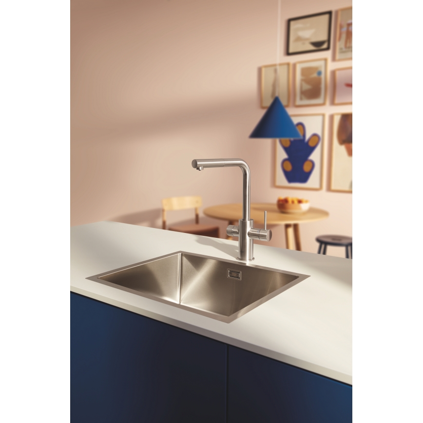 GROHE 30601DC0 - Grifo de fregadero BLUE PURE con pico extraíble en acero inoxidable