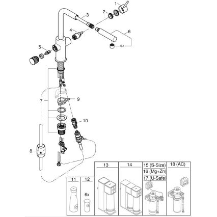 GROHE 30601DC0 - Grifo para fregadero BLUE PURE con caño extraíble, acero inoxidable