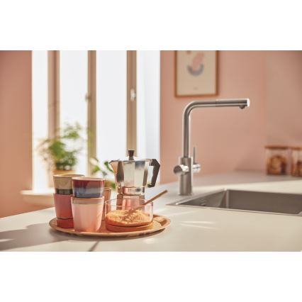 GROHE 30601DC0 - Grifo para fregadero BLUE PURE con caño extraíble, acero inoxidable