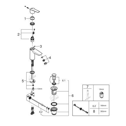 GROHE 311372432 - Grifo monomando para lavabo QUICKFIX START 165 mm negro