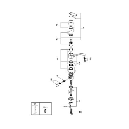 GROHE 31161000 - Grifo para fregadero EUROSMART COSMOPOLITAN 140° cromo brillante