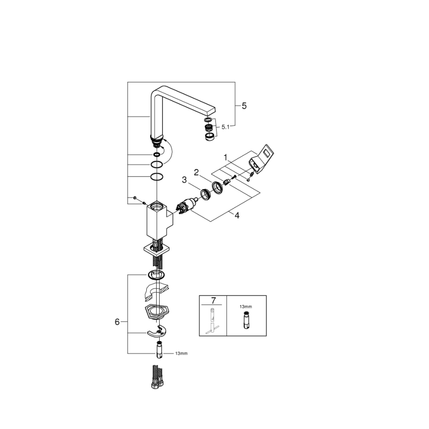 GROHE 31255000 - Grifo monomando para fregadero EUROCUBE, cromo brillante