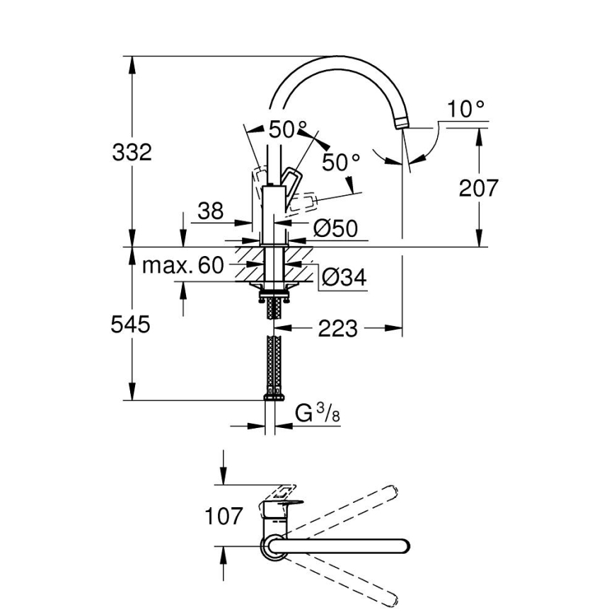 GROHE 31368001 - Grifo de fregadero BAULOOP cromo brillante