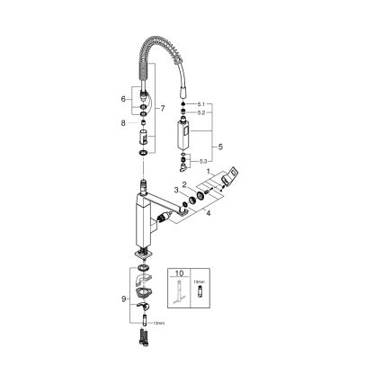 GROHE 31395000 - Grifo para fregadero EUROCUBE 547 mm, acabado en cromo brillante