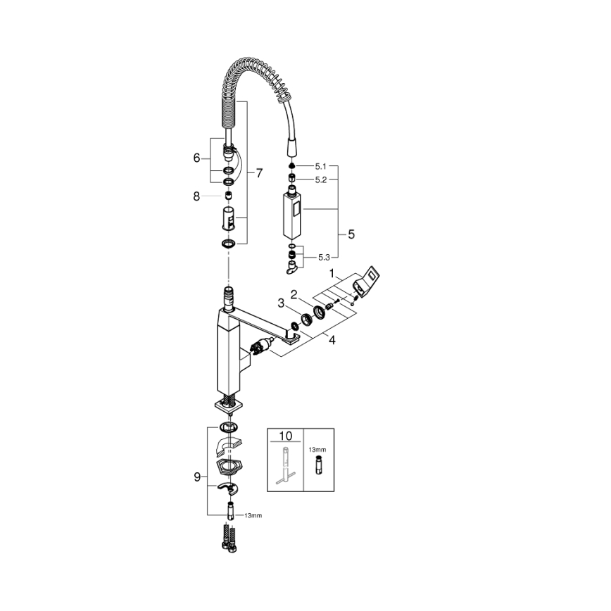 GROHE 31395000 - Grifo para fregadero EUROCUBE 547 mm, acabado en cromo brillante