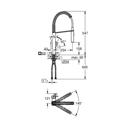 GROHE 31395000 - Grifo para fregadero EUROCUBE 547 mm, acabado en cromo brillante