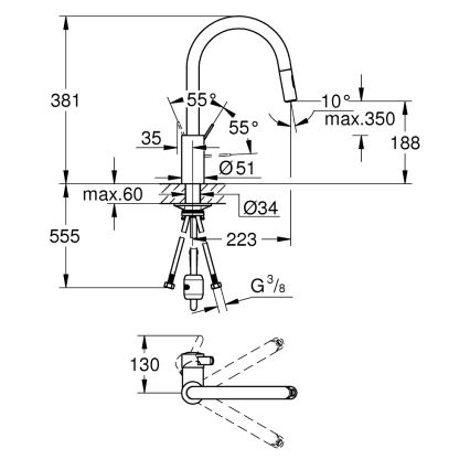 GROHE 31481001 - Grifo monomando para fregadero EUROSMART COSMOPOLITAN, acabado cromo brillante