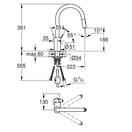 GROHE 31481001 - Grifo monomando para fregadero EUROSMART COSMOPOLITAN, acabado cromo brillante
