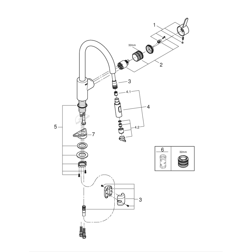 GROHE 31481001 - Grifo monomando para fregadero EUROSMART COSMOPOLITAN, acabado cromo brillante